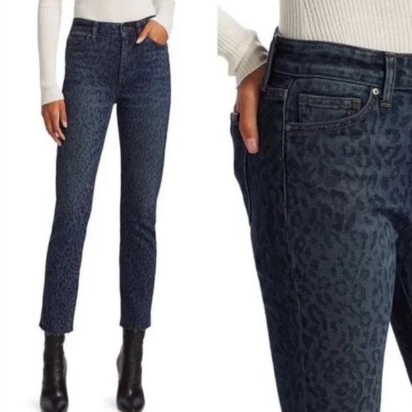 Joe’s Jeans Milla High-Rise Leopard Print Straight Ankle Jeans Size 27 - Picture 2 of 11